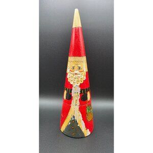 Vintage Hand Painted Wood Santa Nesting Dolls Christmas Holiday Decor